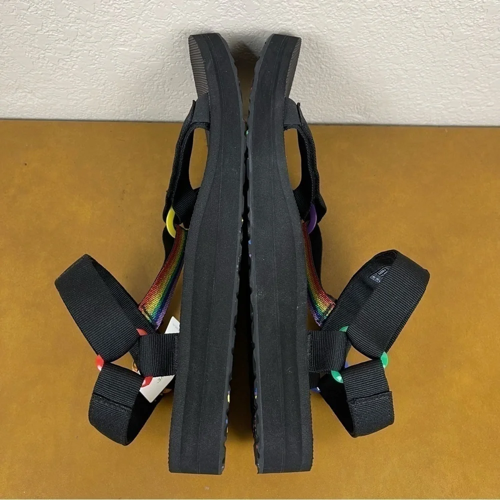 Teva Mid Universal Pride Platform Black/Rainbow‎ Sandal Size 14 Men